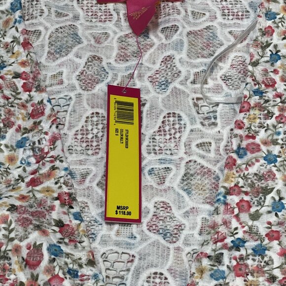 Catherine Malandrino Cardigan Womens 6 Ditsy Floral Lace Overlay Duster Cottage - Picture 7 of 9